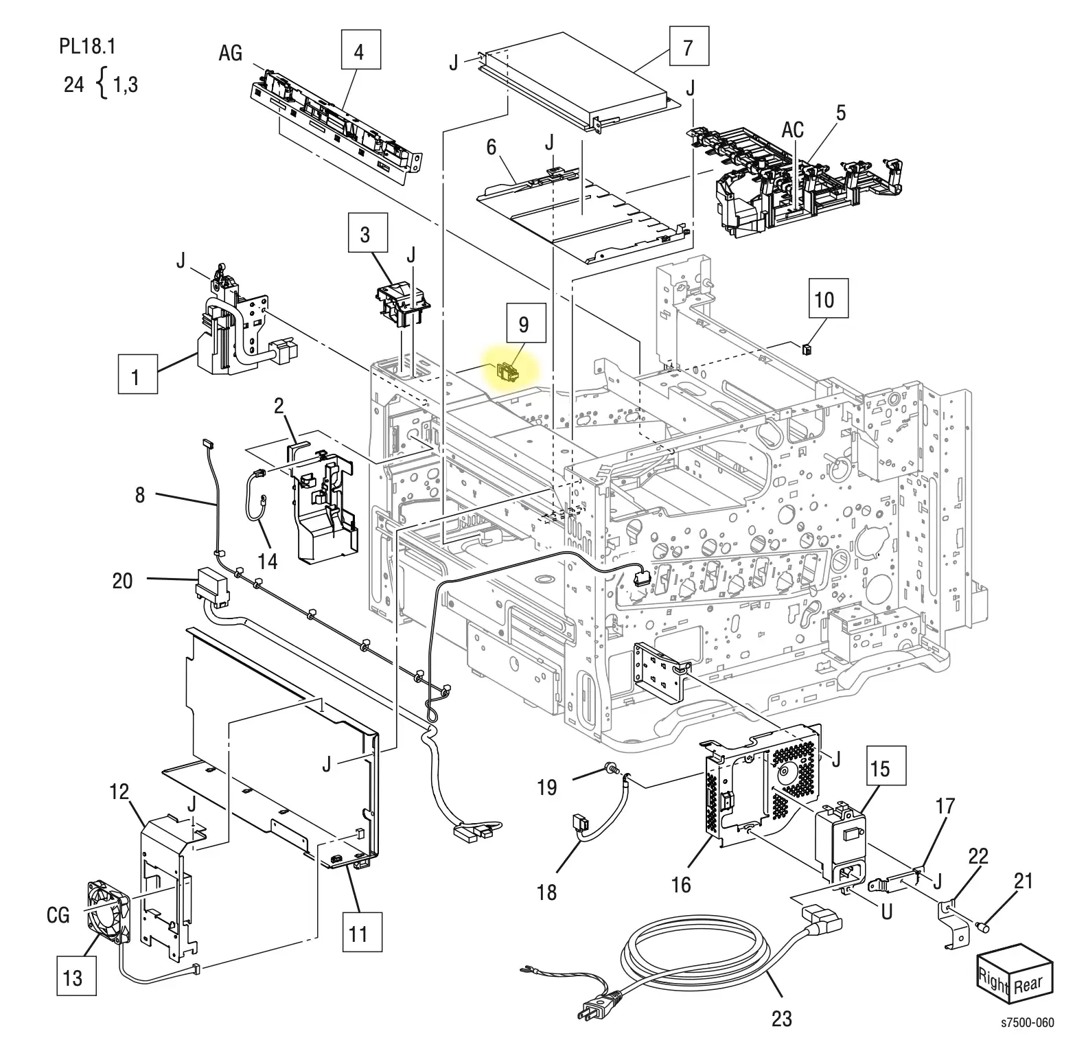 ������������� ���������� �������� ������ Front Cover Interlock Switch Xerox 7500 - 110E12981