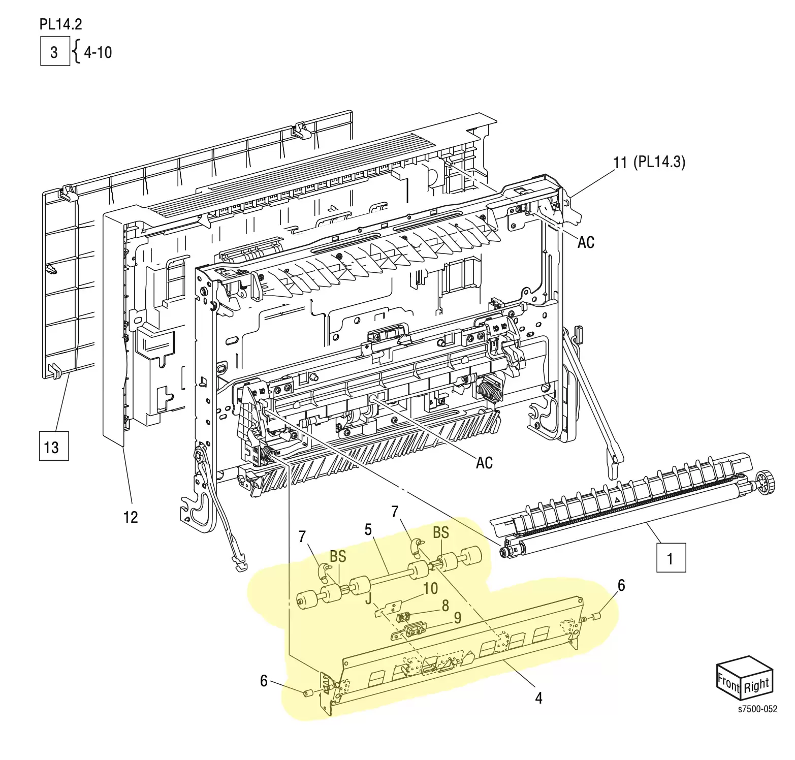 Pinch Chute Assembly Xerox 7500 - 054K35151