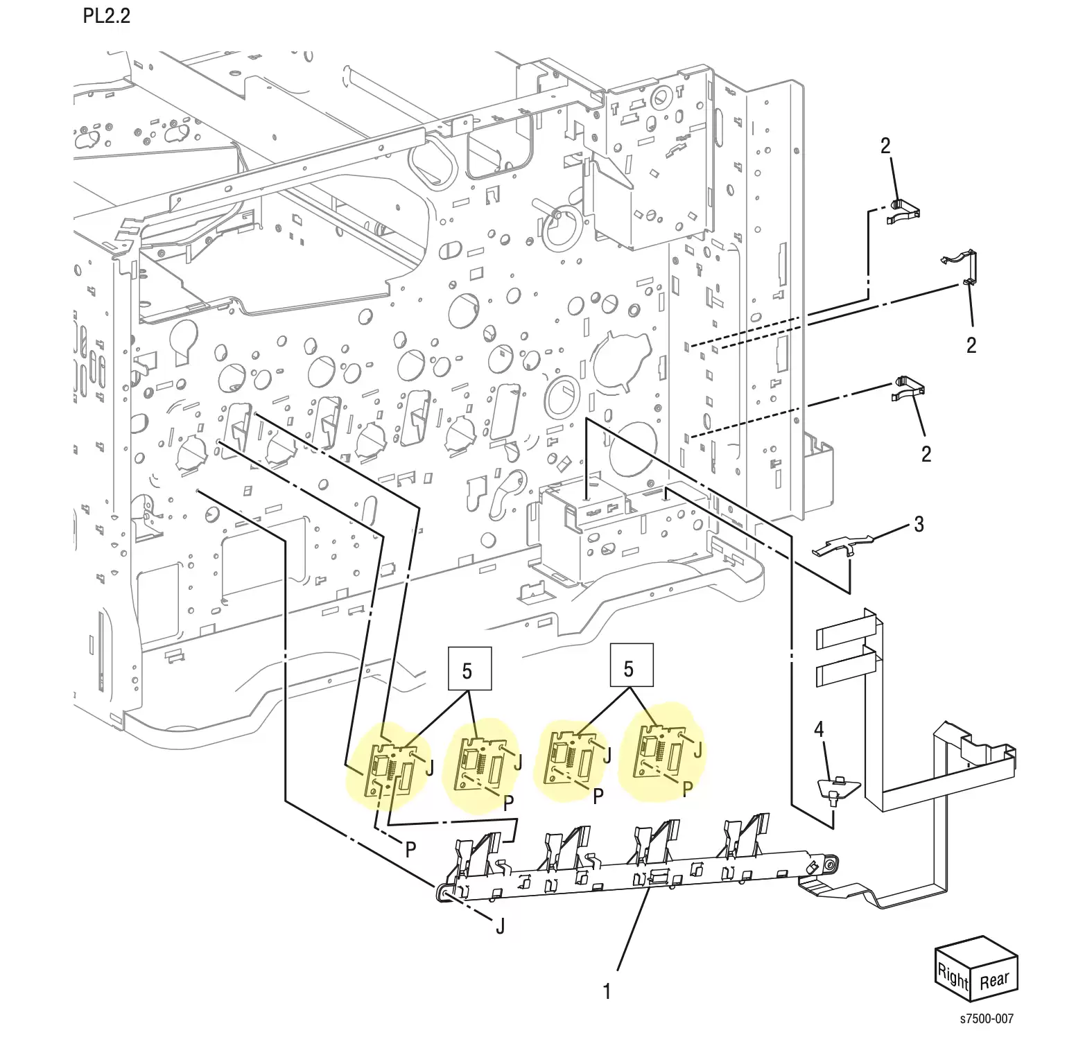 ����� LED Print Head LPH Rear PWB Xerox 7500 - 960K36951