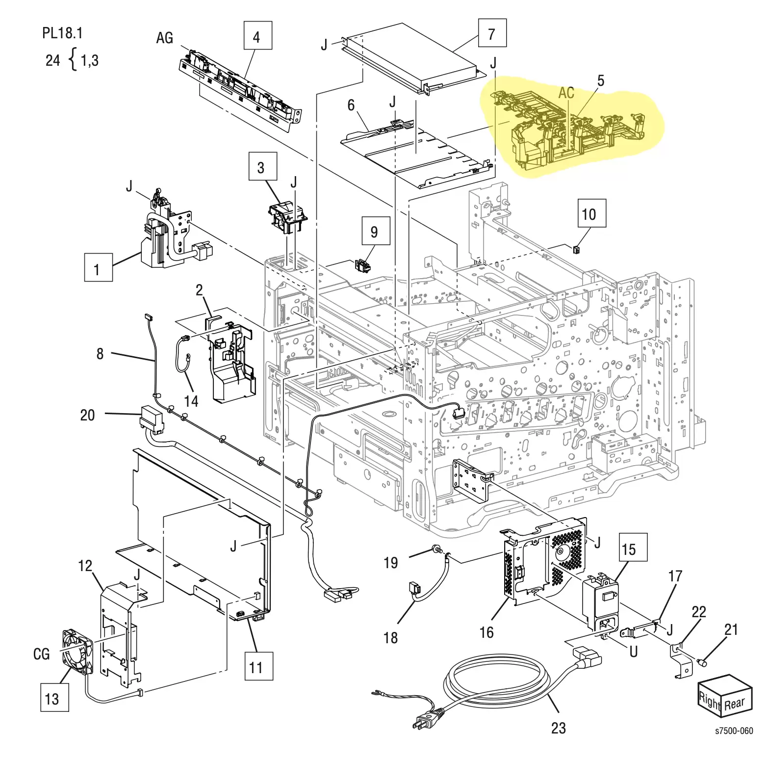 HVPS Housing Assembly Xerox 7500 - 848K13850