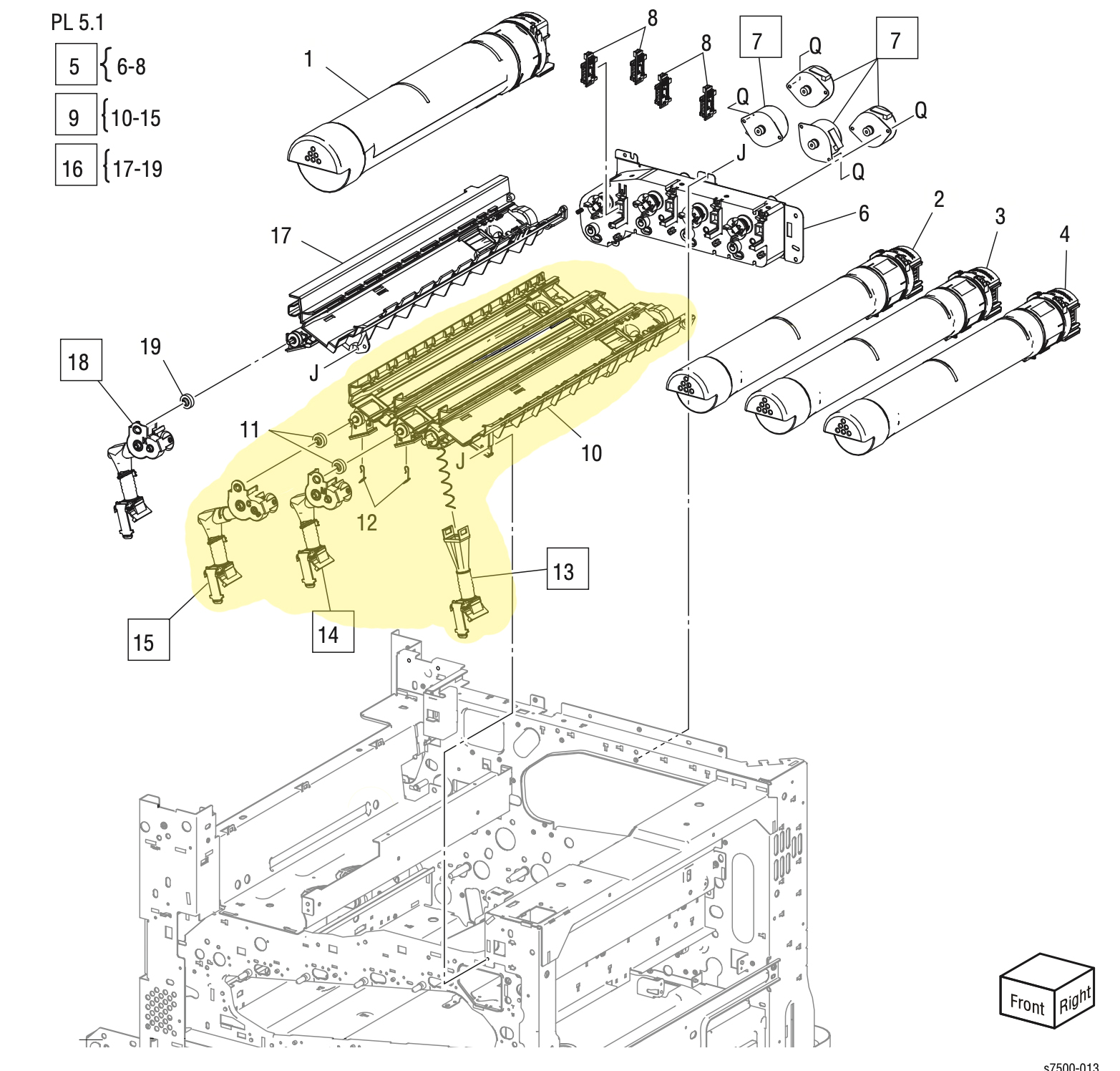 ������ ���������� � ����� Dispenser Pipe Assembly (Y, M, C) Xerox 7500 - 127K57131