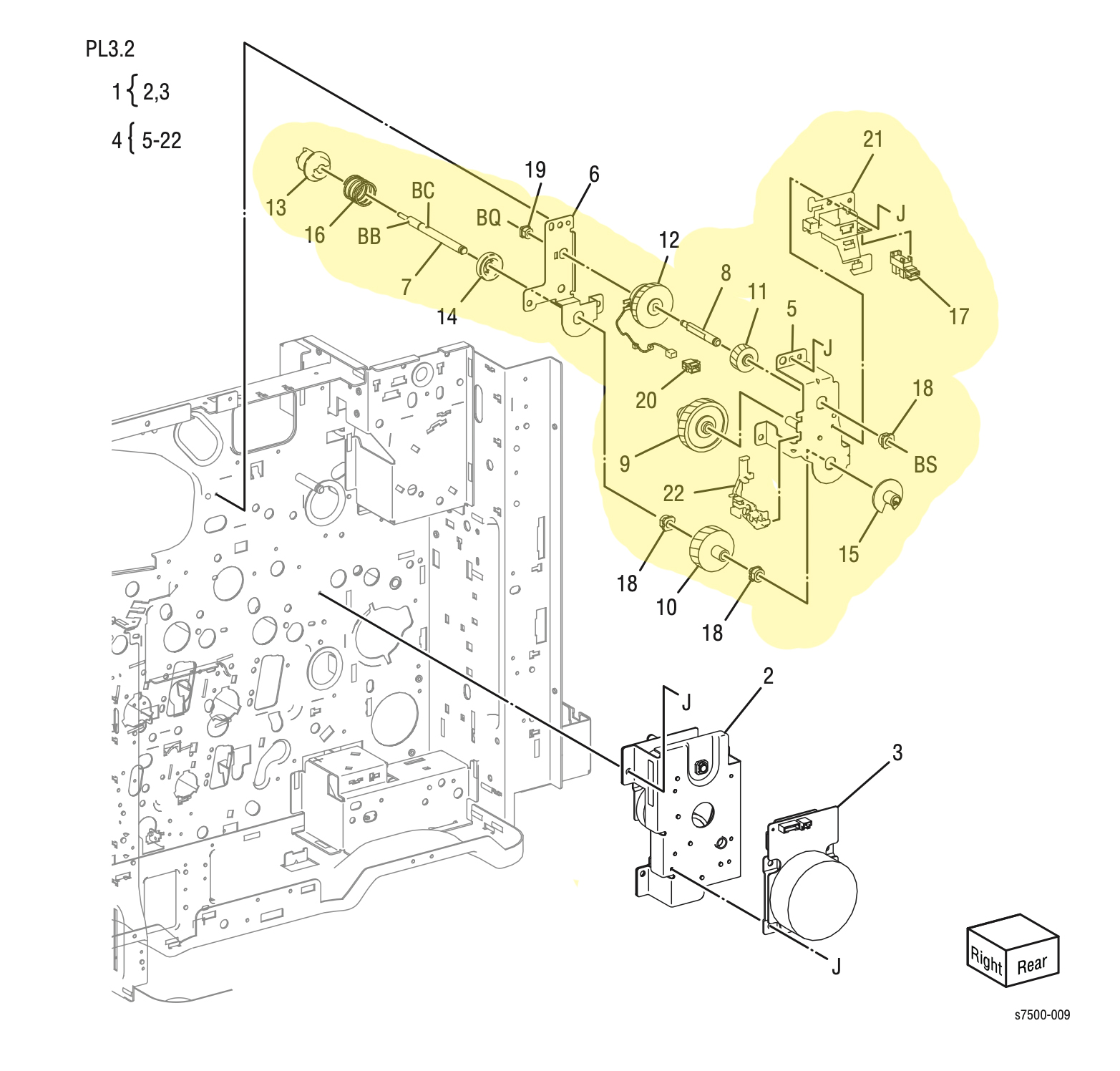 ���� ������� ���������� Retract Drive Assembly Xerox 7500 - 007K98090