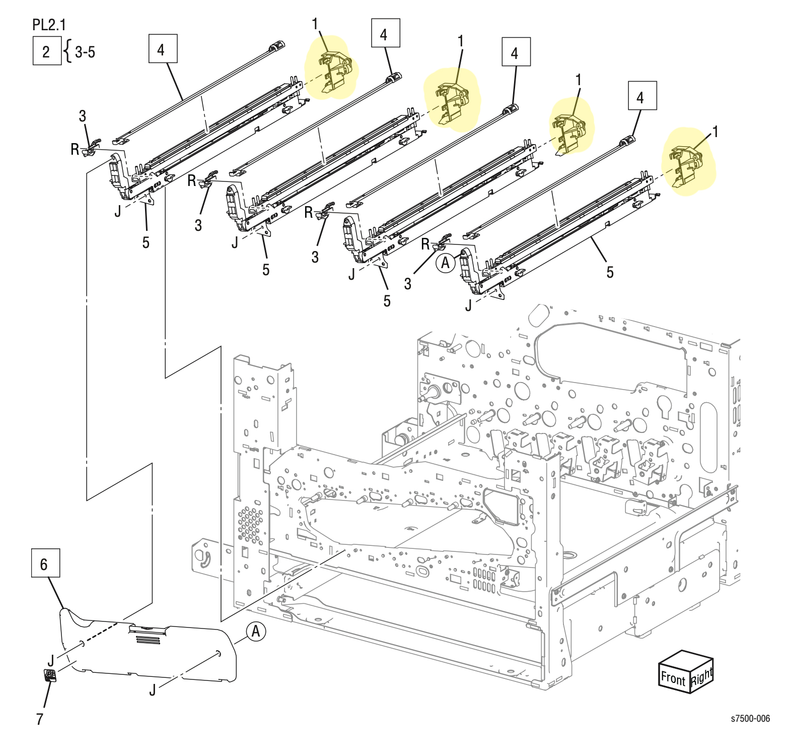 ��������� Rear Holder Assembly Xerox 7500 - 019K09281