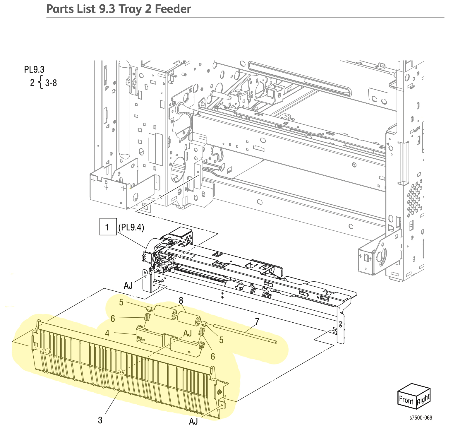 Chute Feeder Assembly Xerox 7500 - 054K35142