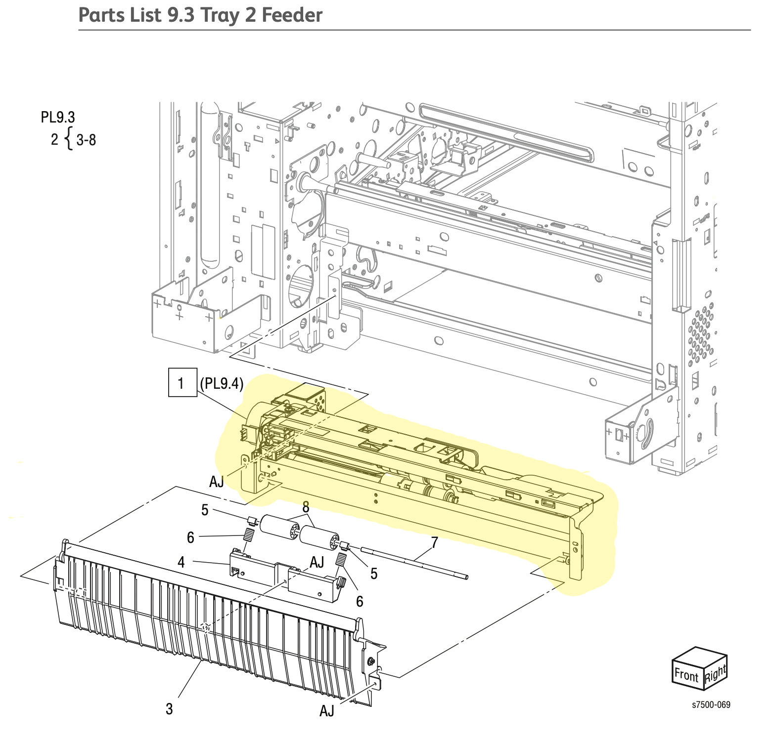 ���� ������ ������ Tray 2 Feeder Assembly Xerox 7500 - 059K55044