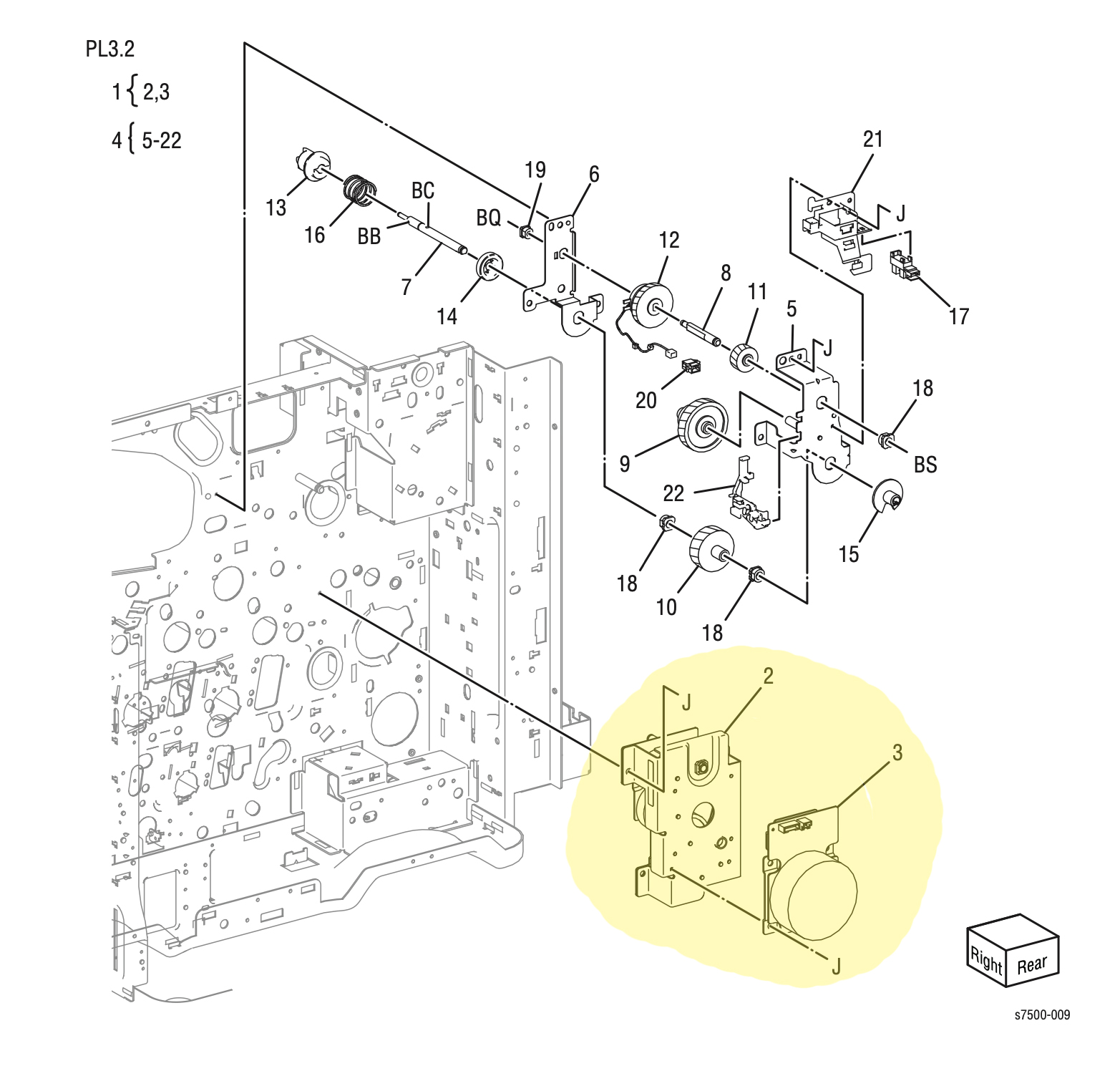 �������� (���������) � ����� Main Drive Assembly Xerox 7500 - 007K98071
