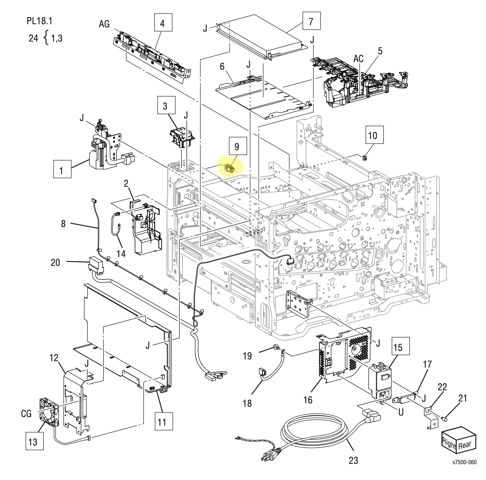 ������������� ���������� �������� ������ Front Cover Interlock Switch Xerox 7500 - 110E12981