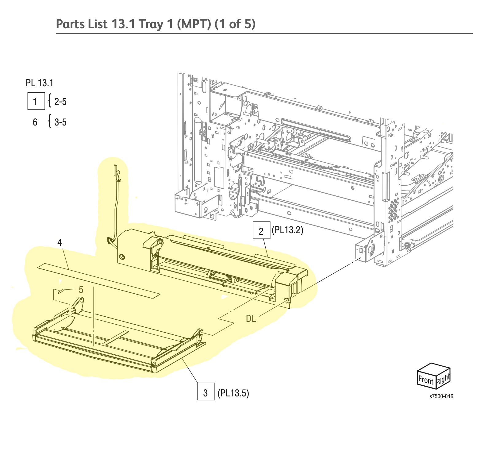 ���� 1 � ����� MPT Feeder Assembly  Xerox 7500 - 059K65910