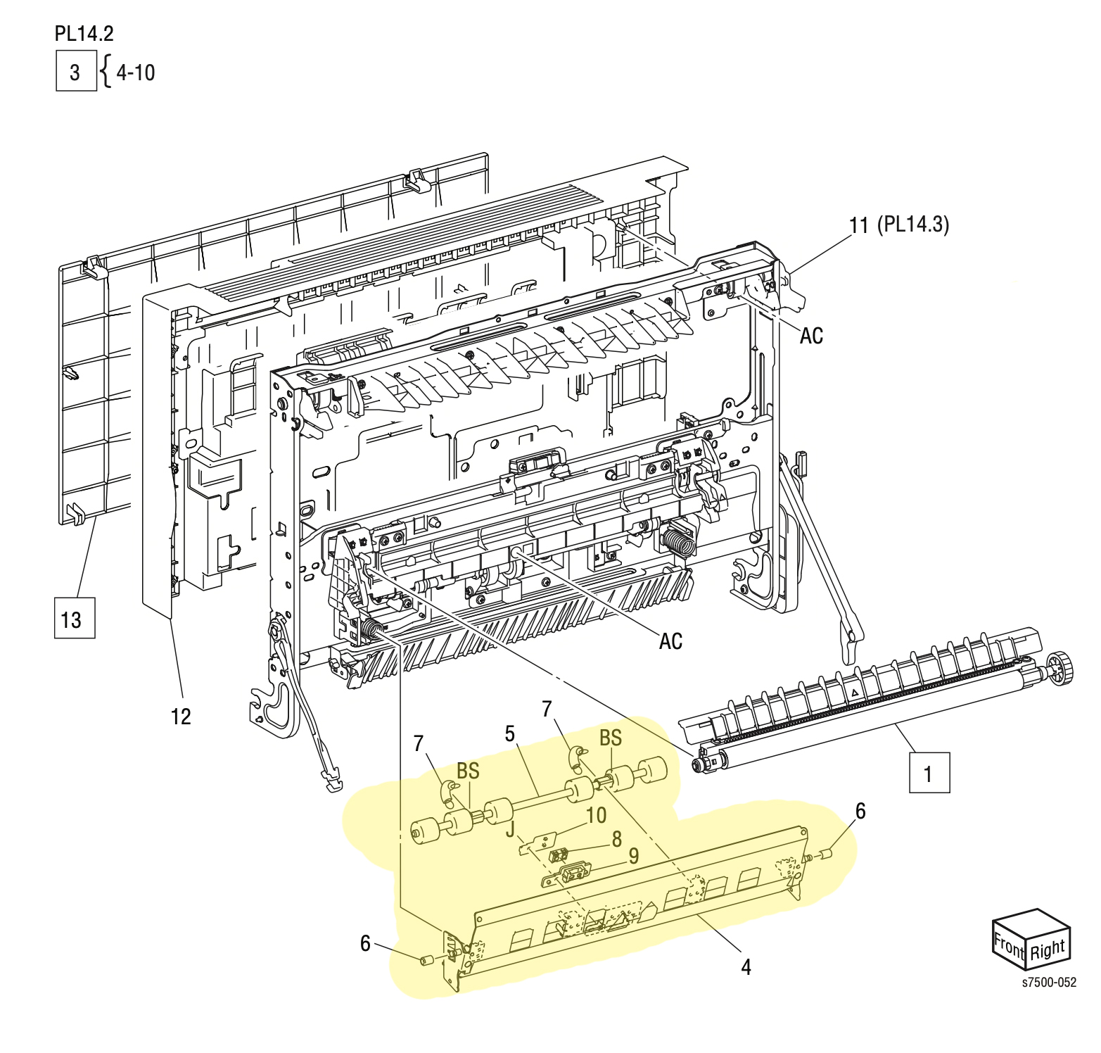 Pinch Chute Assembly Xerox 7500 - 054K35151