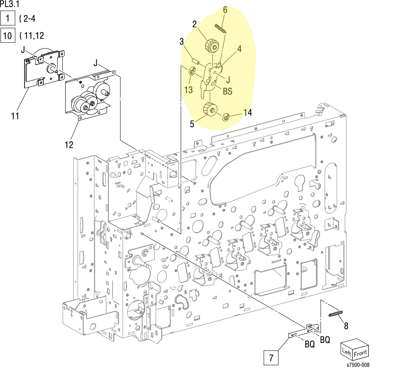���� �������� ���������� �������������� Fuser Input Bracket Assembly Xerox 7500 - 068K64901