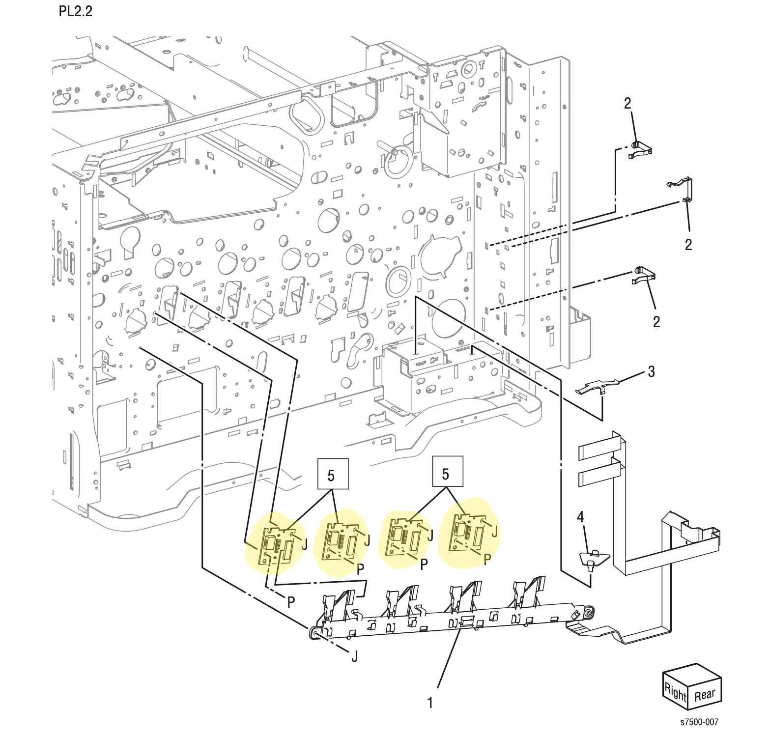 ����� LED Print Head LPH Rear PWB Xerox 7500 - 960K36951