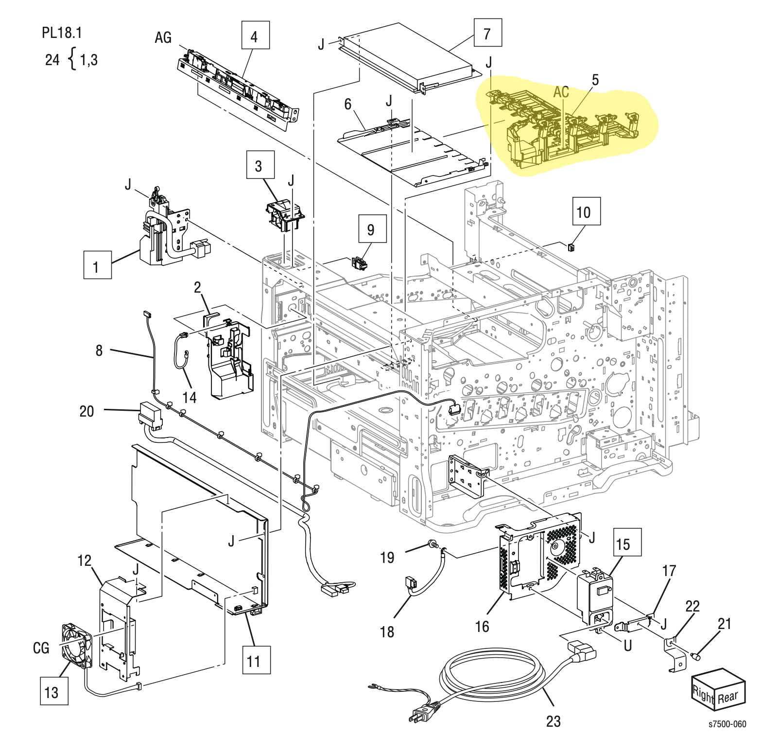 HVPS Housing Assembly Xerox 7500 - 848K13850